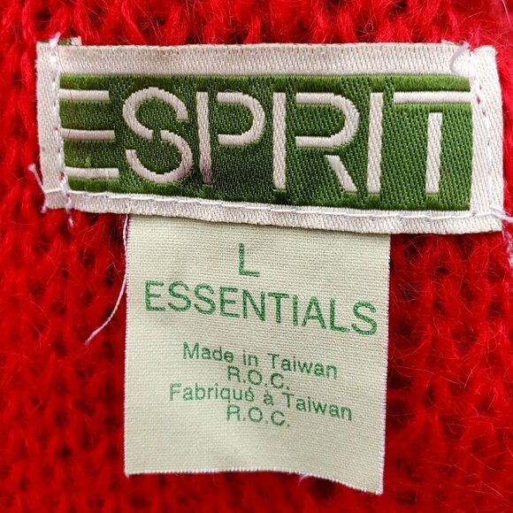 Vintage Esprit Mens Red Mohair Sweater Oversize Pullover 3XL 4XL Cable Knit 90s - Picture 3 of 10